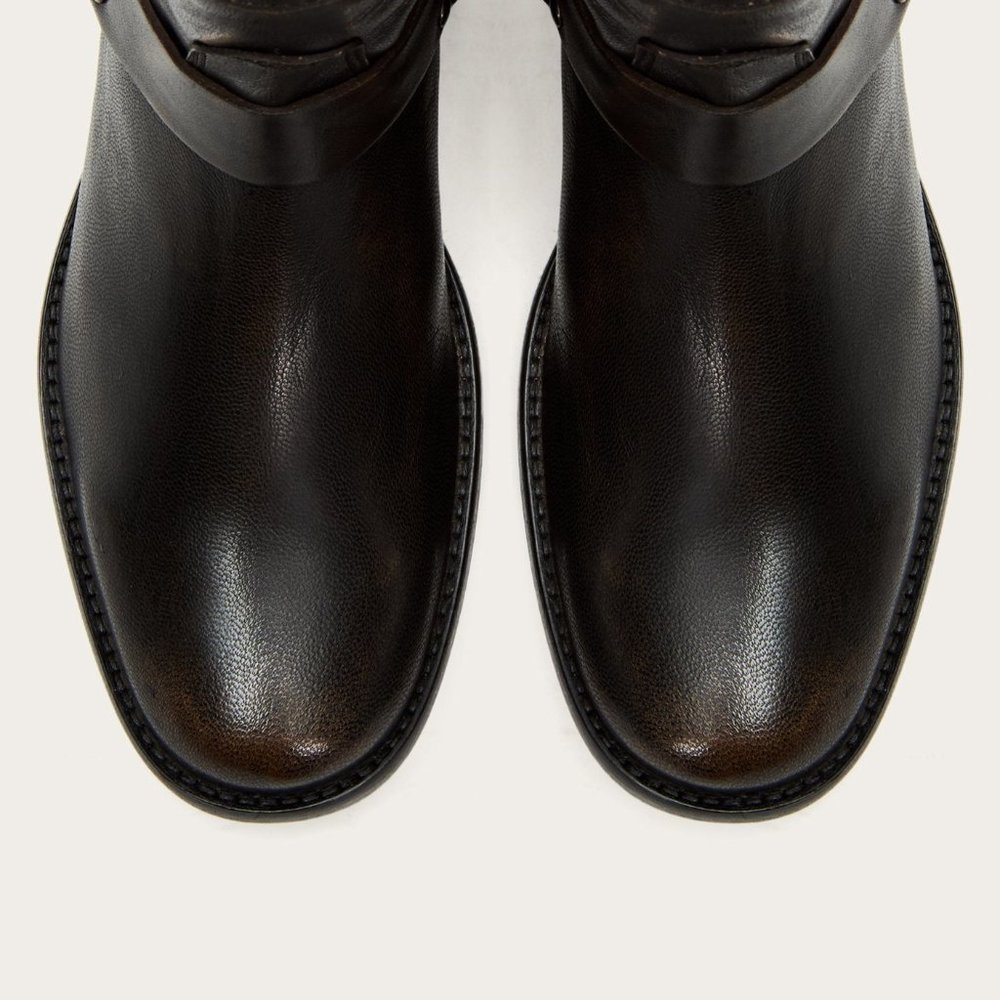 Frye Phillip Harness Short Leather Cute Ankle Boot - Picture 3 of 15